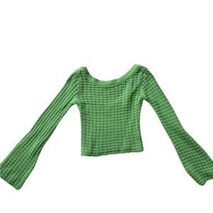 Vibrant Green Textured Knit Top